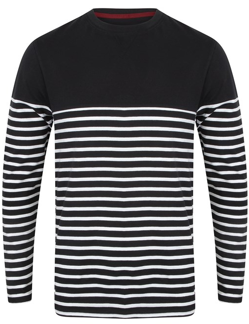 Unisex Long Sleeve Navy Stripe T-Shirt [Navy/White]