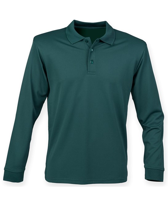 Unisex Long Sleeve Coolplus Polo Shirt [Bottle Green]